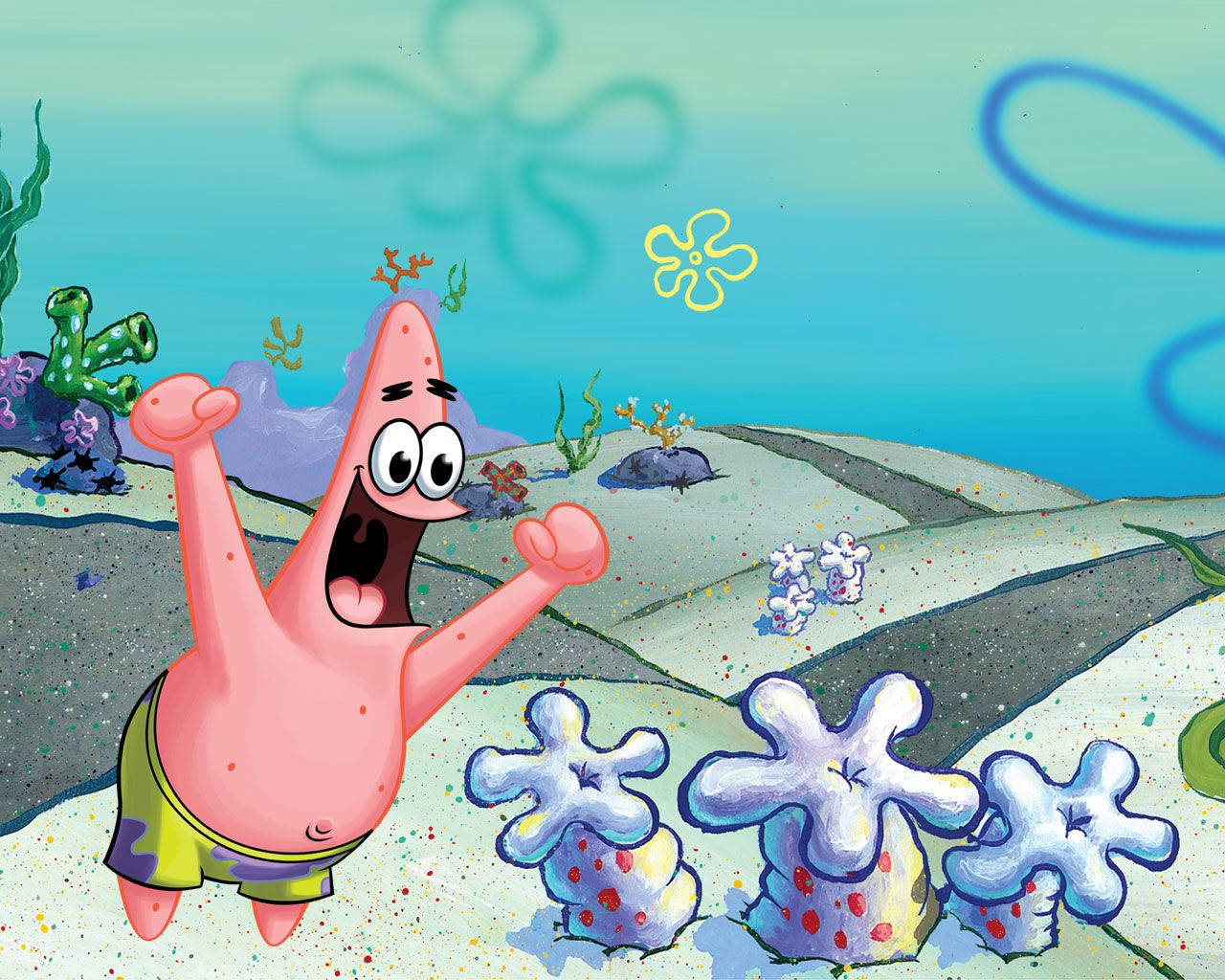 Patrick Star And Sea Corals Wallpaper