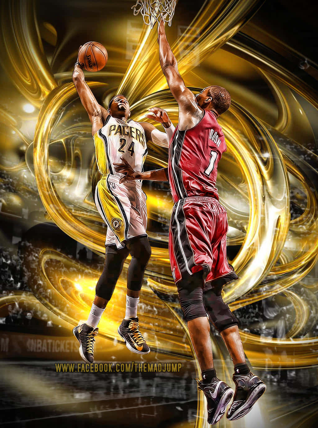 Paul George Dunk On Chris Bosh Digital Art Wallpaper