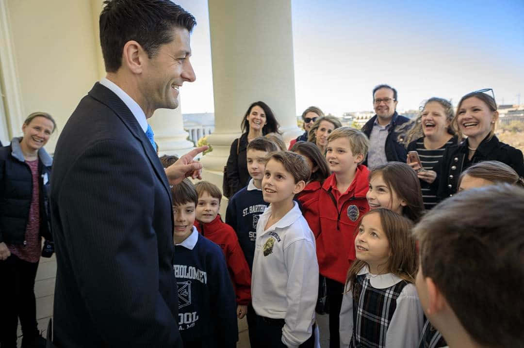 Paul Ryan With School Kids Wallpaper