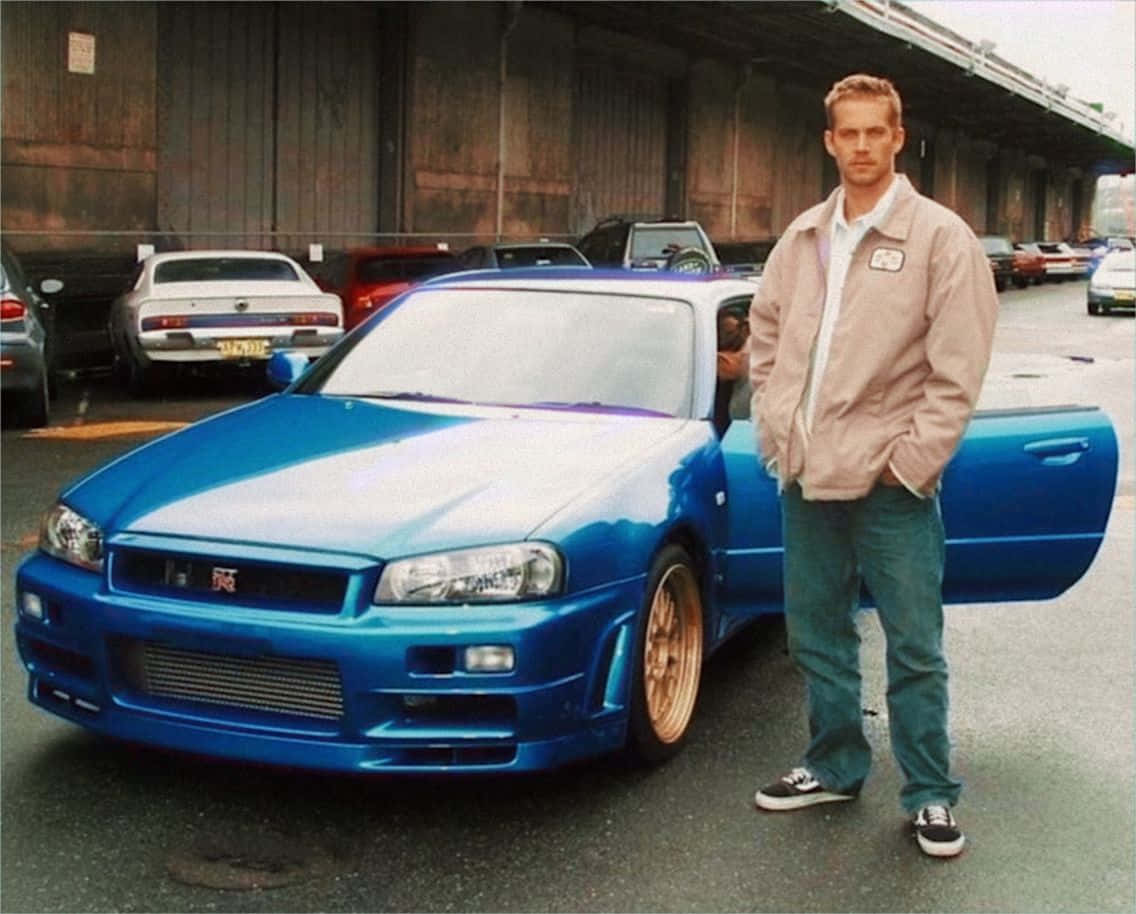 Paul Walker Drifting In A Nissan Skyline Gt-r Wallpaper