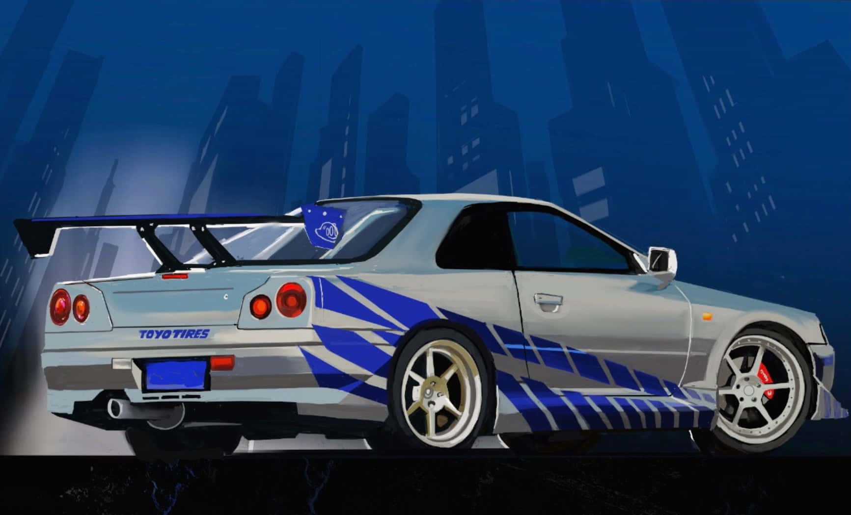 Paul Walker Making His Mark With The Iconic Nissan Skyline Wallpaper