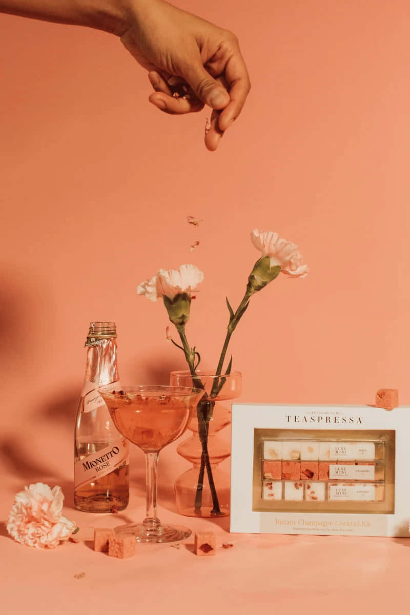 Peachy Floral Still Life Aesthetic Wallpaper