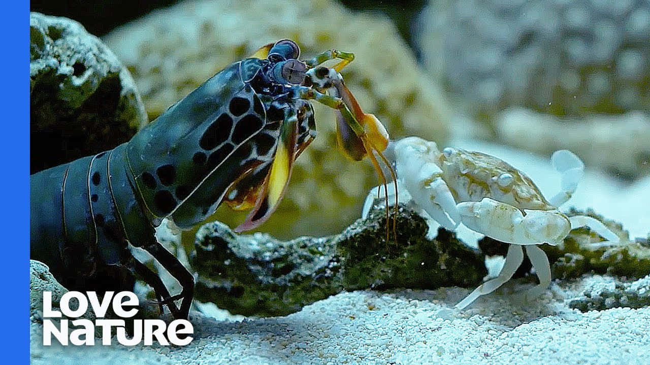 Peacock Mantis Shrimp With Crab Wallpaper