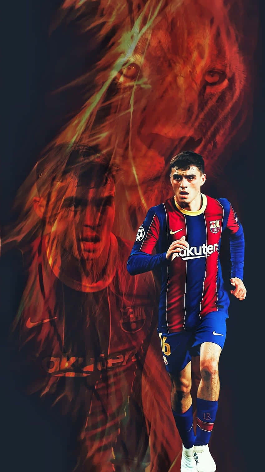 Pedri Barcelona Midfielder Lion Spirit Artwork Wallpaper