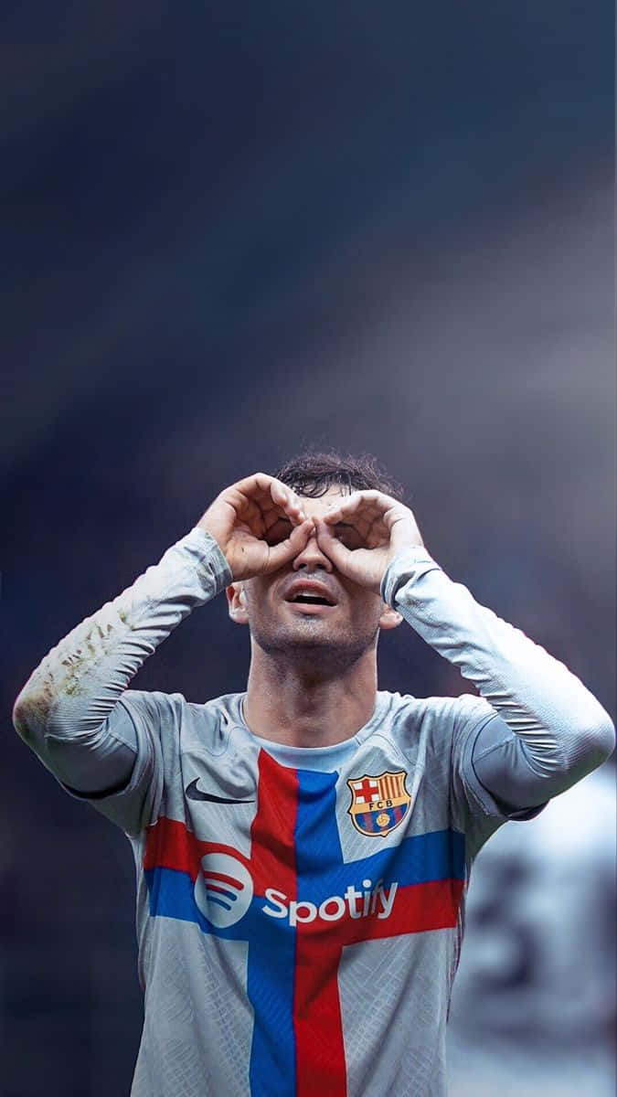 Pedri Celebration Gesture Barcelona Wallpaper