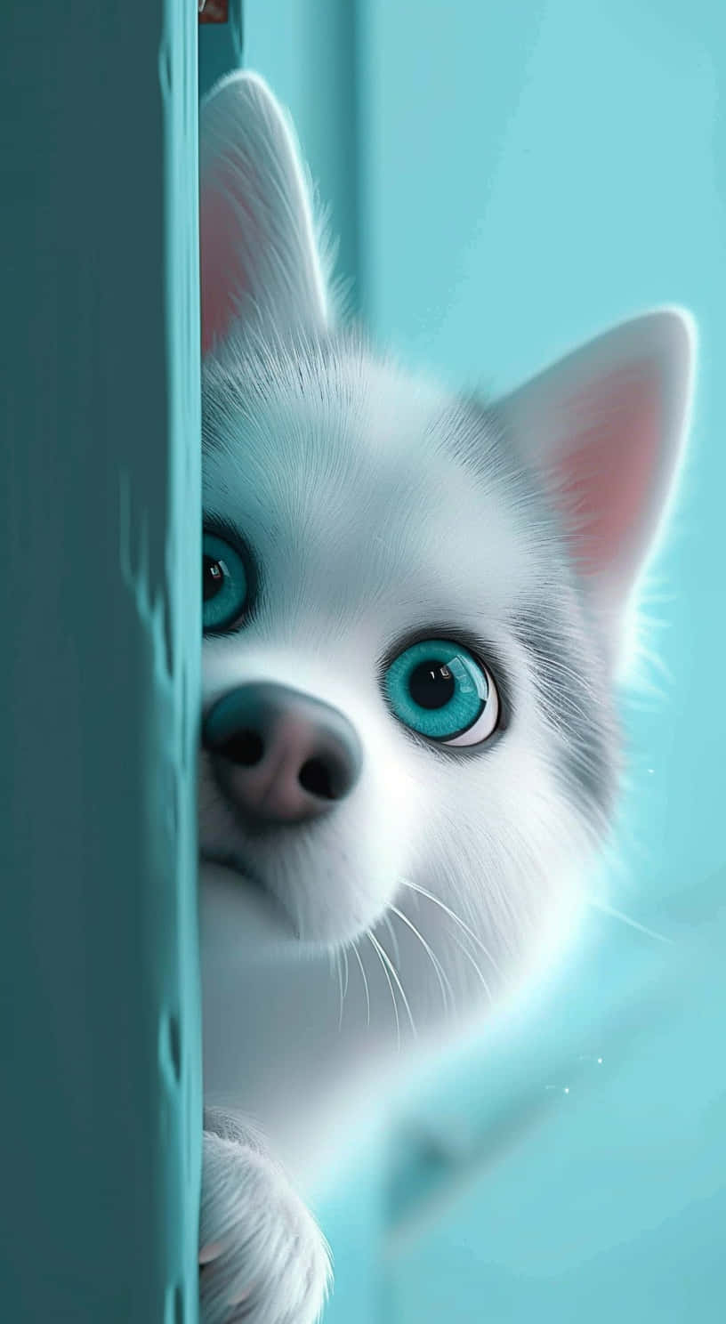 Peeking Husky Puppy Blue Eyes.jpg Wallpaper