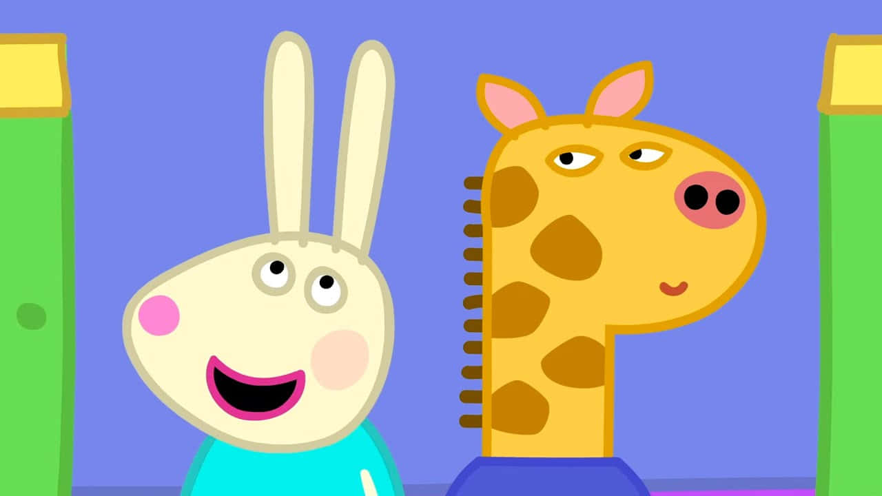 Peppa Pigand Gerald Giraffe Cartoon Wallpaper