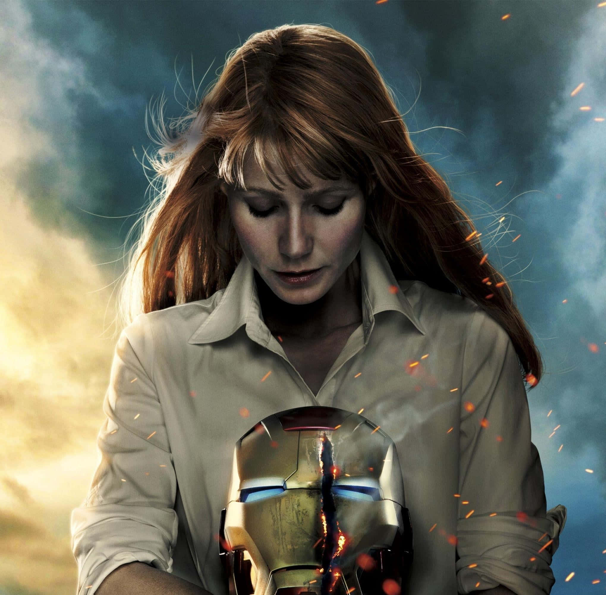 Pepper Potts In Her Rescue Armor Suit Ready For Action Wallpaper