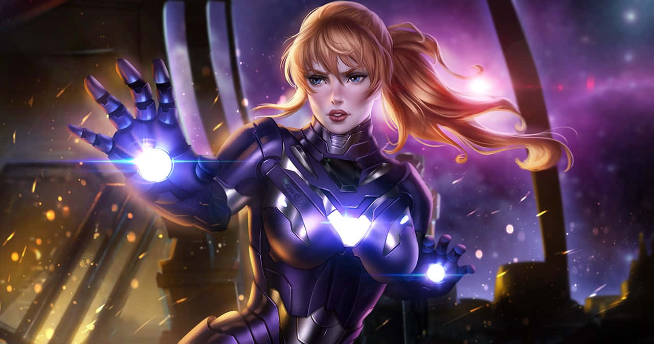 Pepper Potts Striking A Heroic Pose Wallpaper