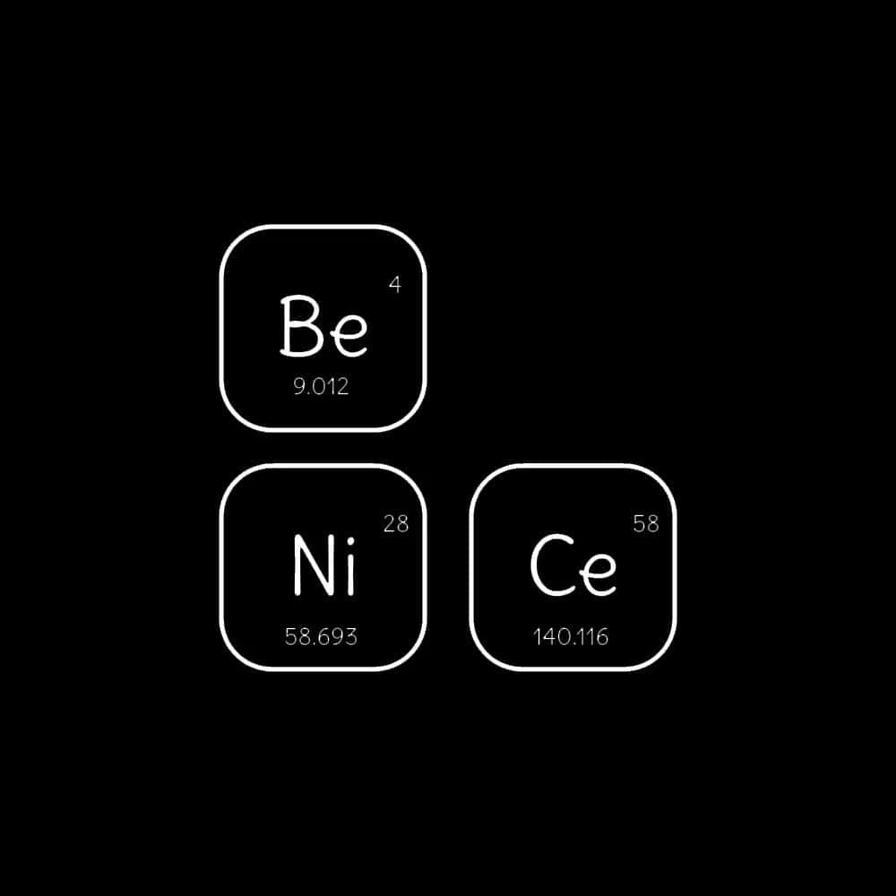 Periodic Table Elements_ Be Ni Ce_ Black Background Wallpaper