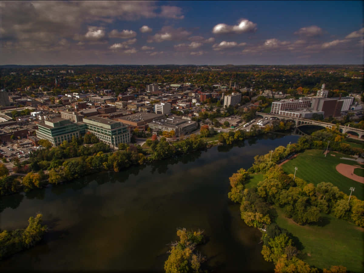 Peterborough Aerial View Ontario Wallpaper