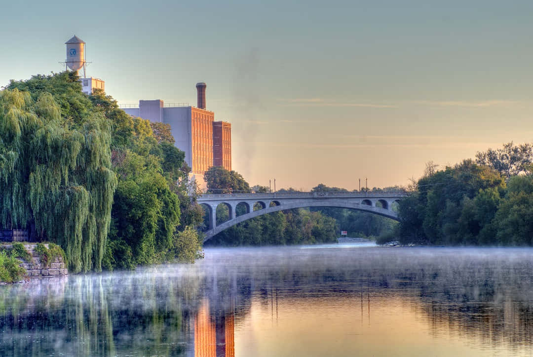 Peterborough River Mistat Dawn Wallpaper