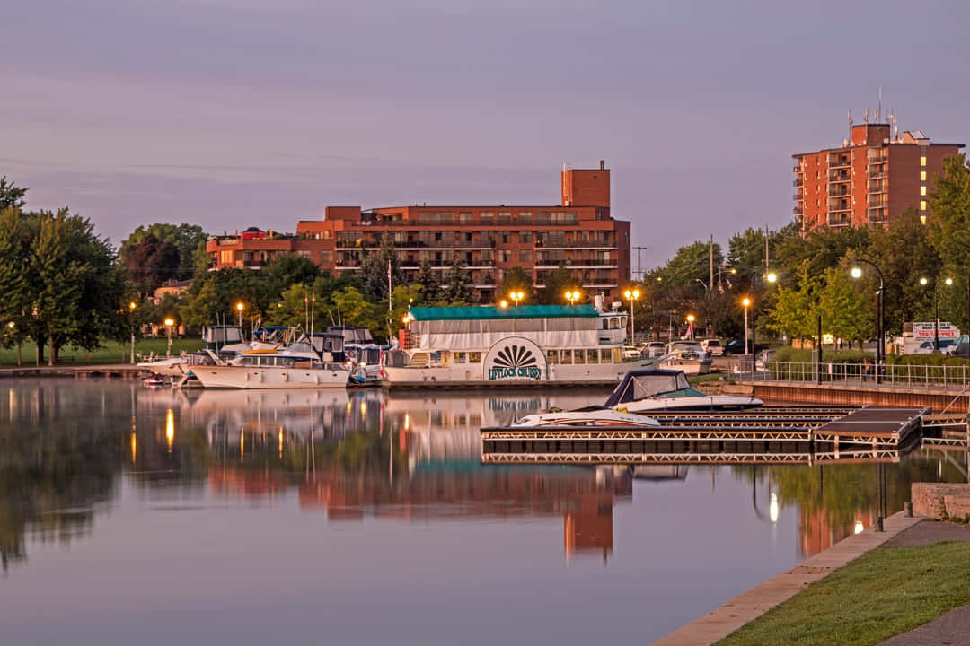 Peterborough Waterfront Twilight Scene Wallpaper