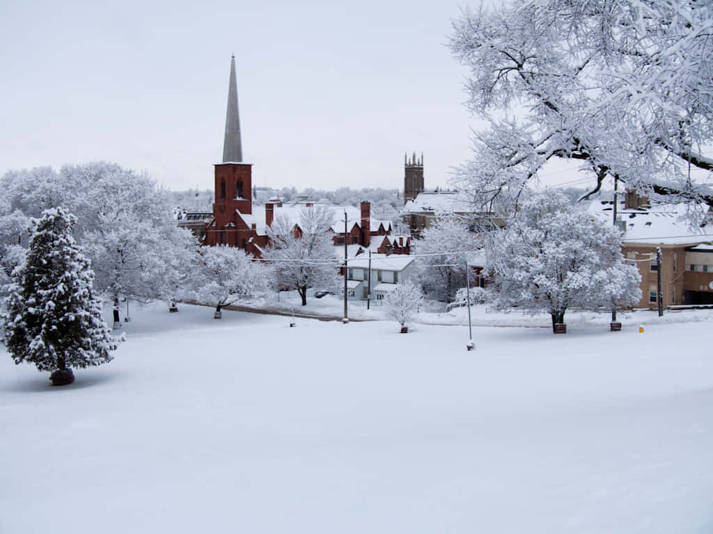 Peterborough Winter Snowscape Wallpaper