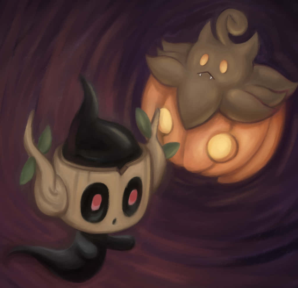 Phantump Running From Pumpkin Wallpaper