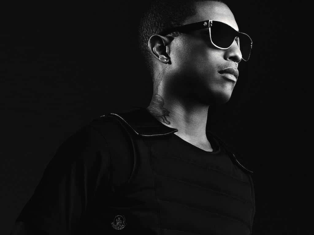 Pharrell Williams Blackand White Portrait Wallpaper