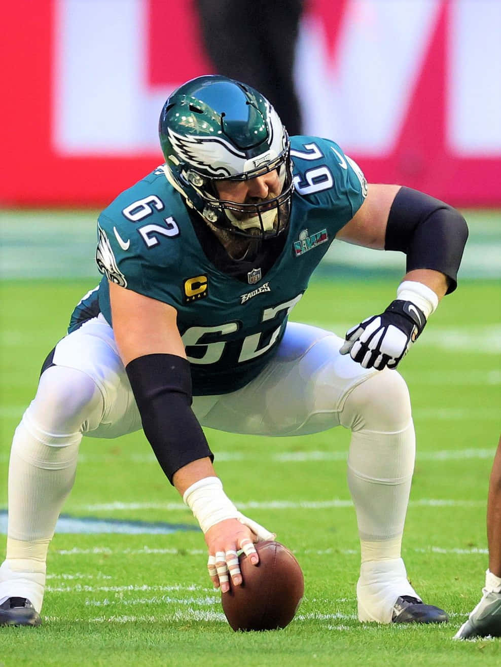 Philadelphia Eagles Center Jason Kelce In Action Wallpaper