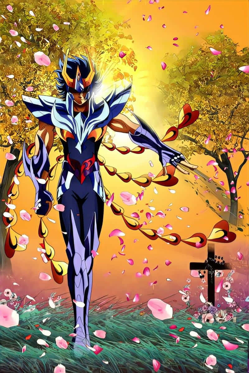 Phoenix_ Ikki_ Amidst_ Falling_ Petals Wallpaper