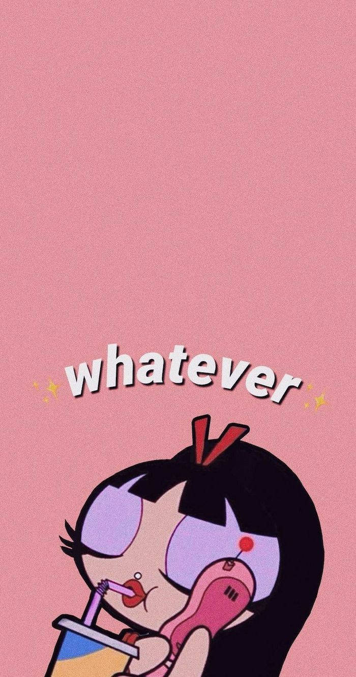 Phone Girl Buttercup In Pink Wallpaper