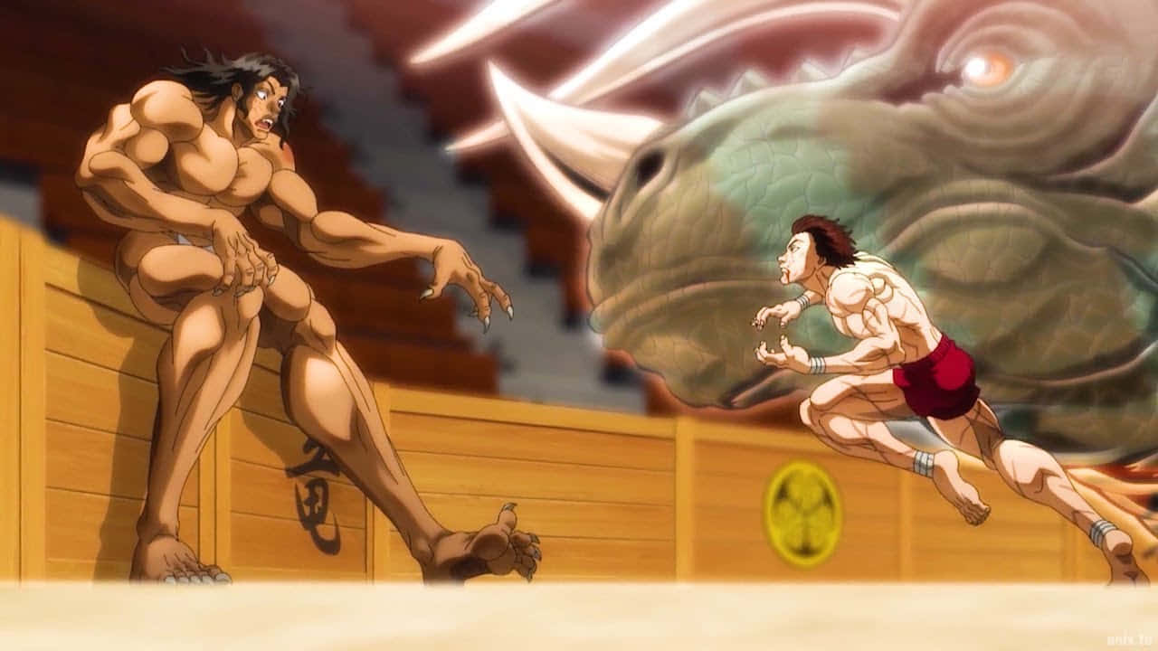 Pickle Chasing Baki Anime Scene Wallpaper