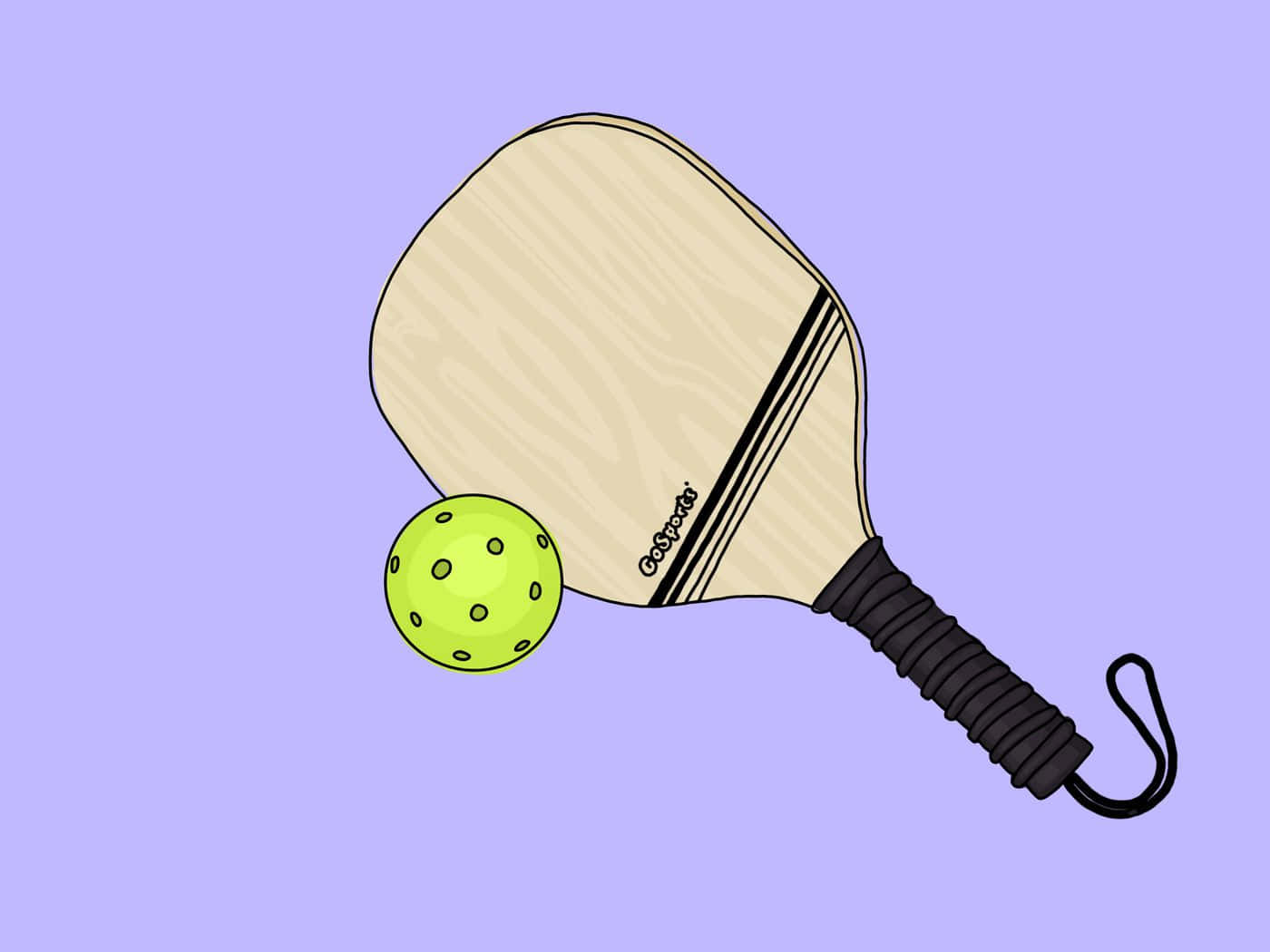 Pickleball Paddleand Ball Illustration Wallpaper