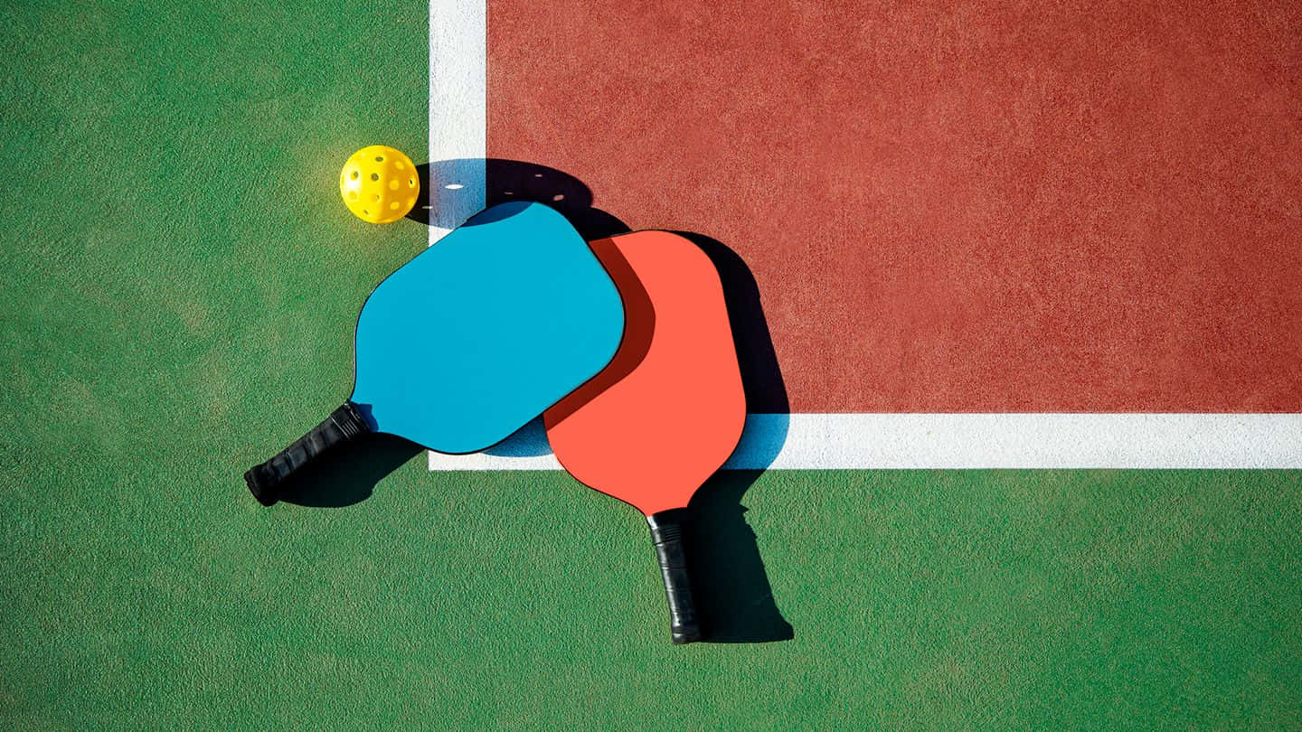 Pickleball Paddlesand Ballon Court Wallpaper