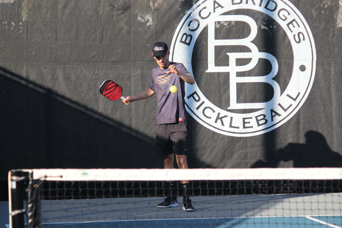 Pickleball Player Action Shot Boca Bridges Wallpaper