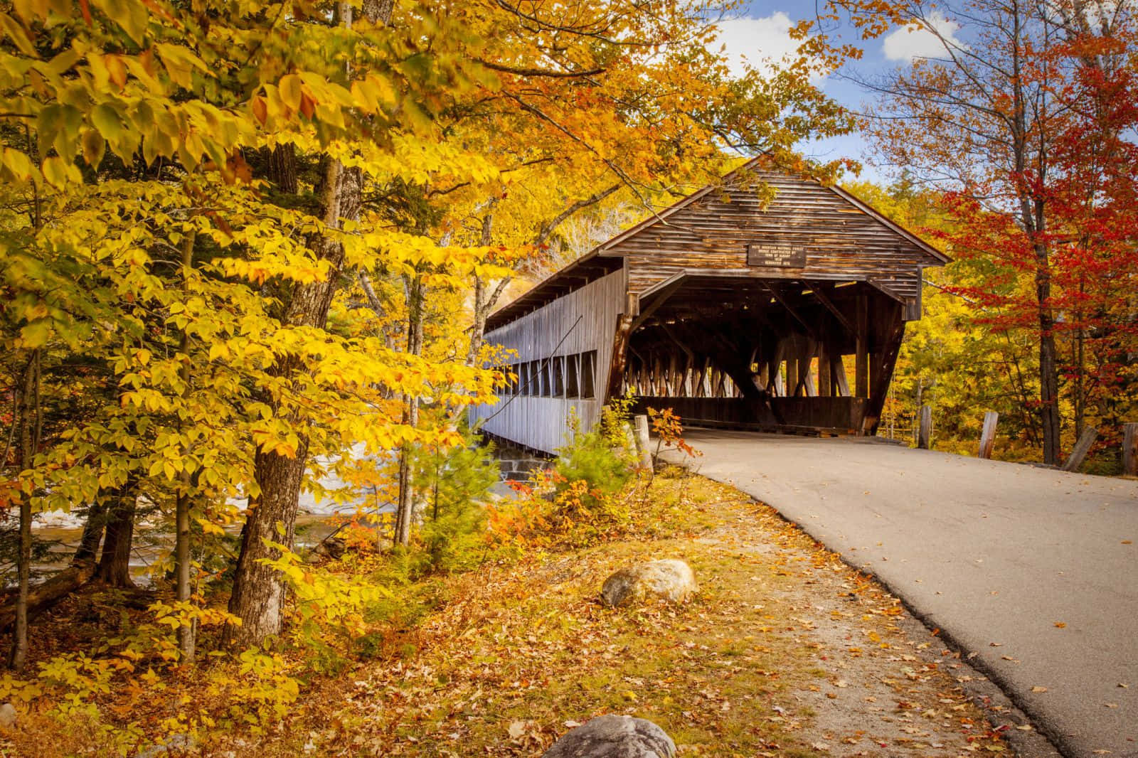 Picturesque Fall Town Landscape Wallpaper