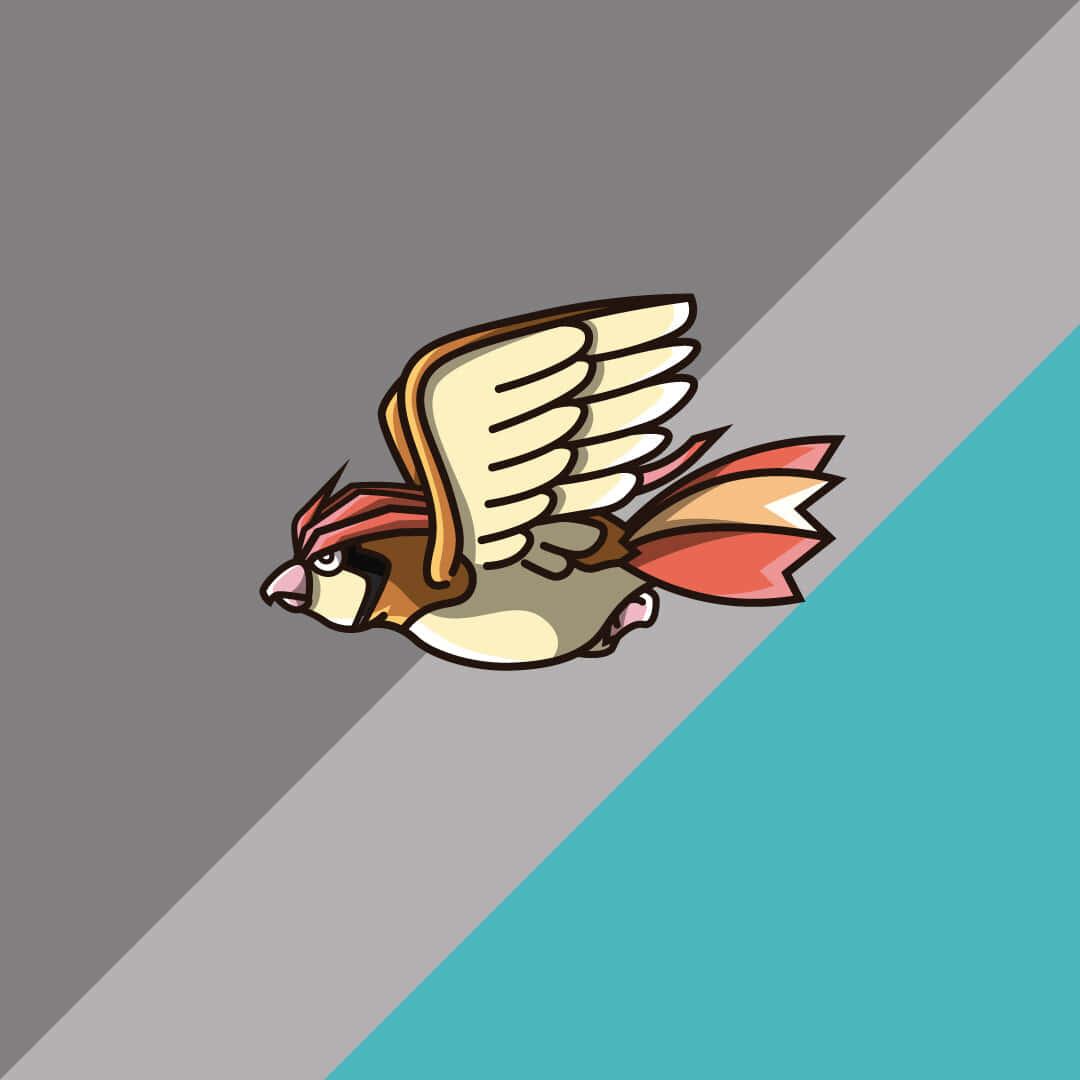 Pidgeotto Flying Gray Green Backdrop Wallpaper