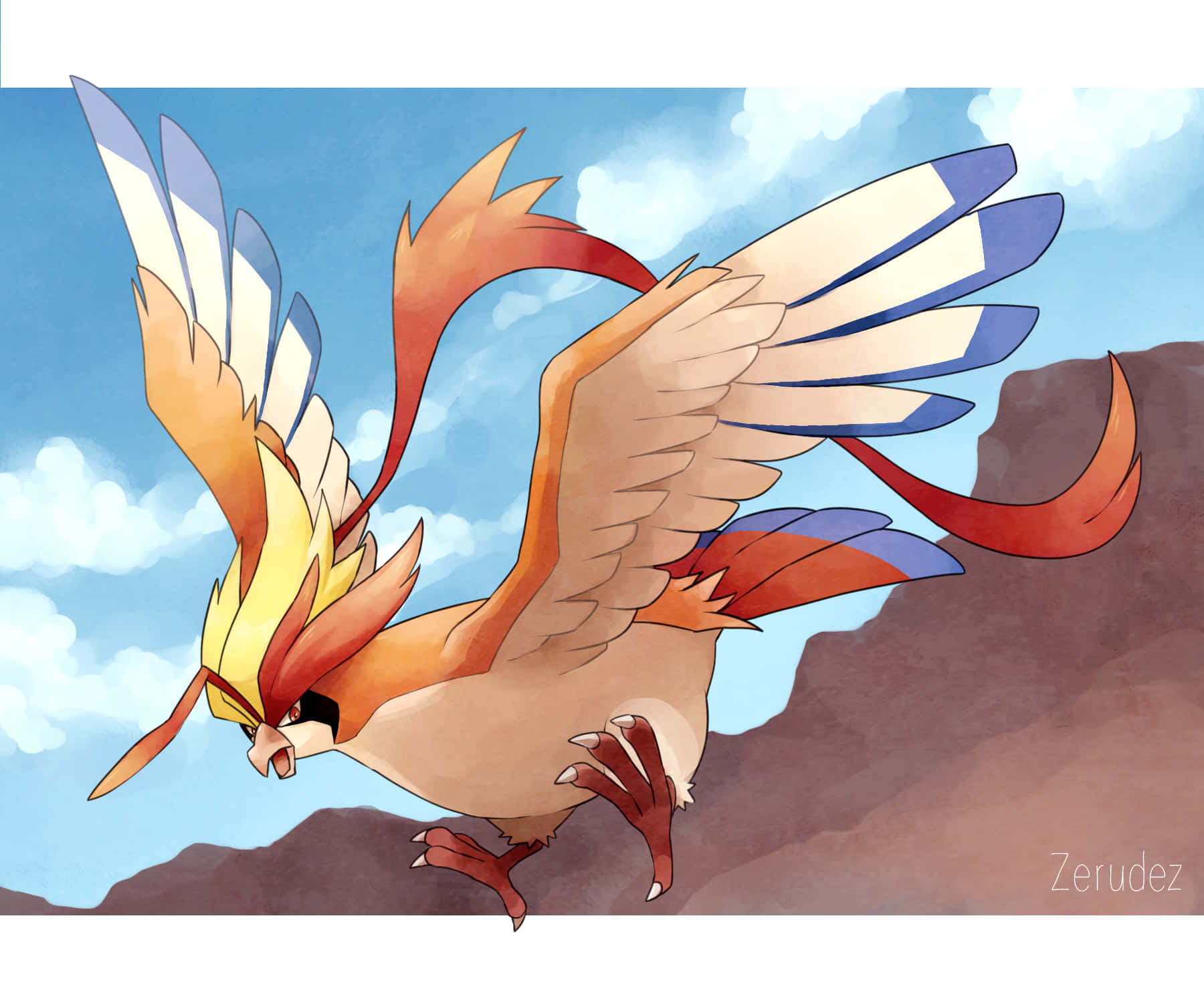 Pidgeotto Flying In Blue Sky Wallpaper