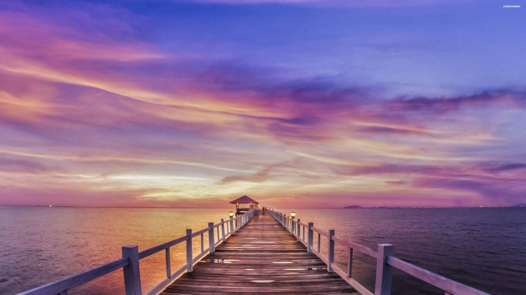 Pier And Ocean Sunrise Nature Wallpaper