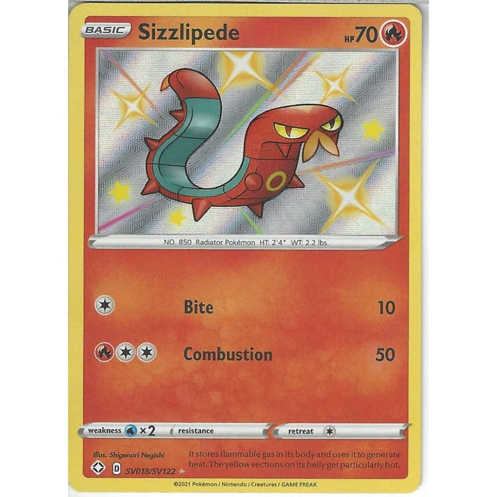 Pikachu Cosplaying As Sizzlipede – A Classic Pokémon Card Wallpaper