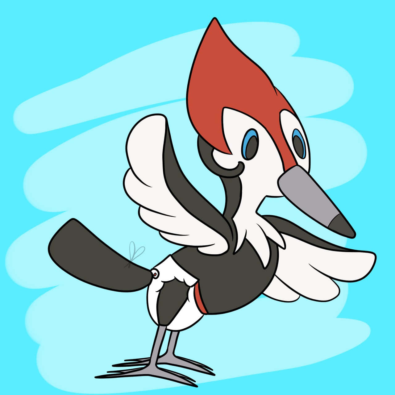 Pikipek Drawing In Blue Background Wallpaper