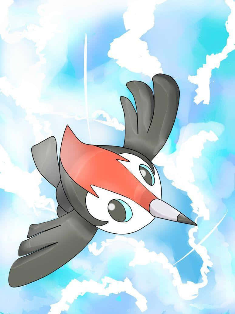 Pikipek Flying Under Cloudy Sky Wallpaper