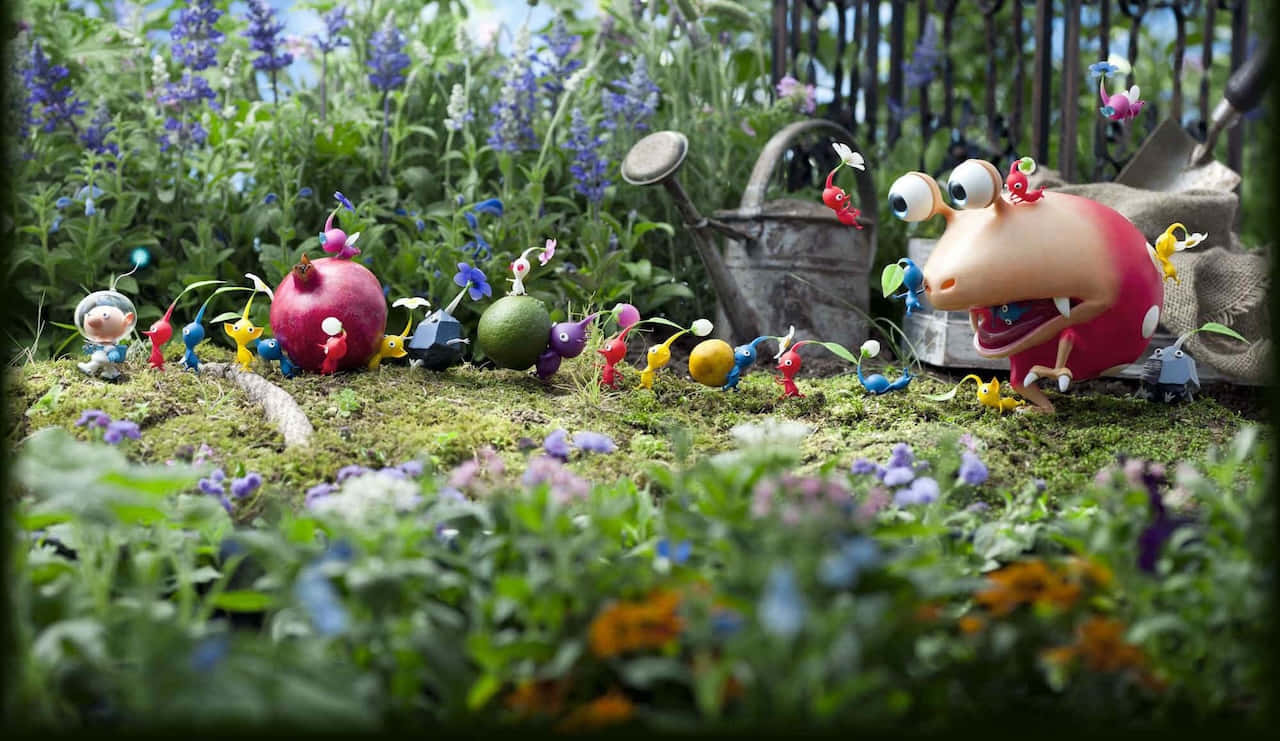 Pikmin_and_ Creatures_in_ Garden Wallpaper