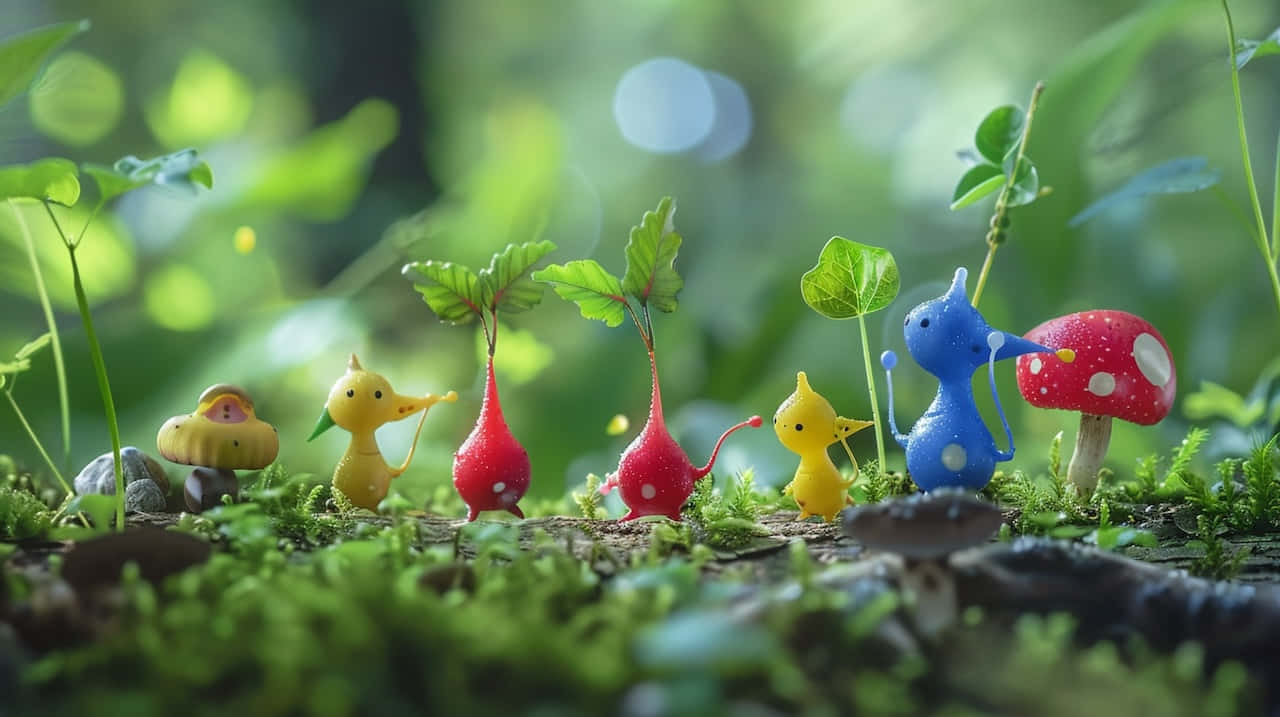 Pikmin Friendsin Forest Gathering Wallpaper