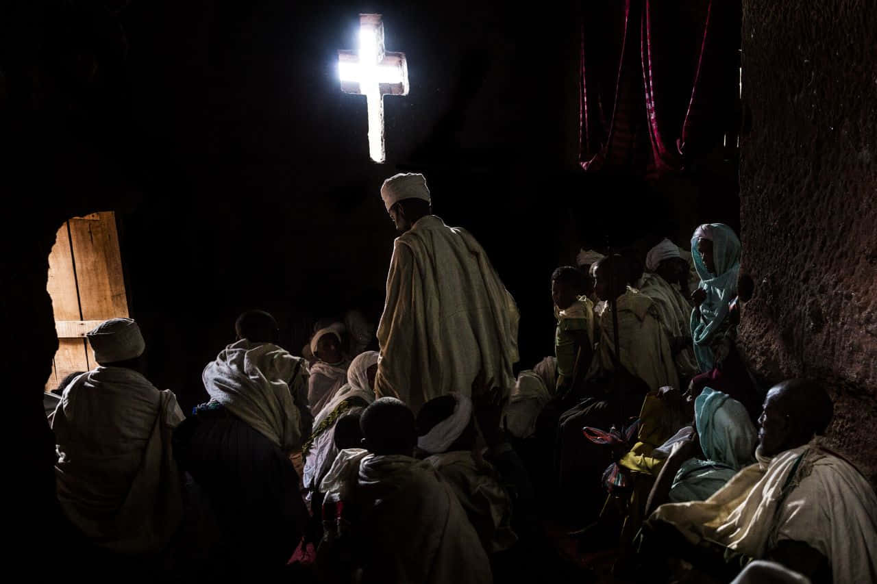 Pilgrims In New Jerusalem In Lalibela Wallpaper