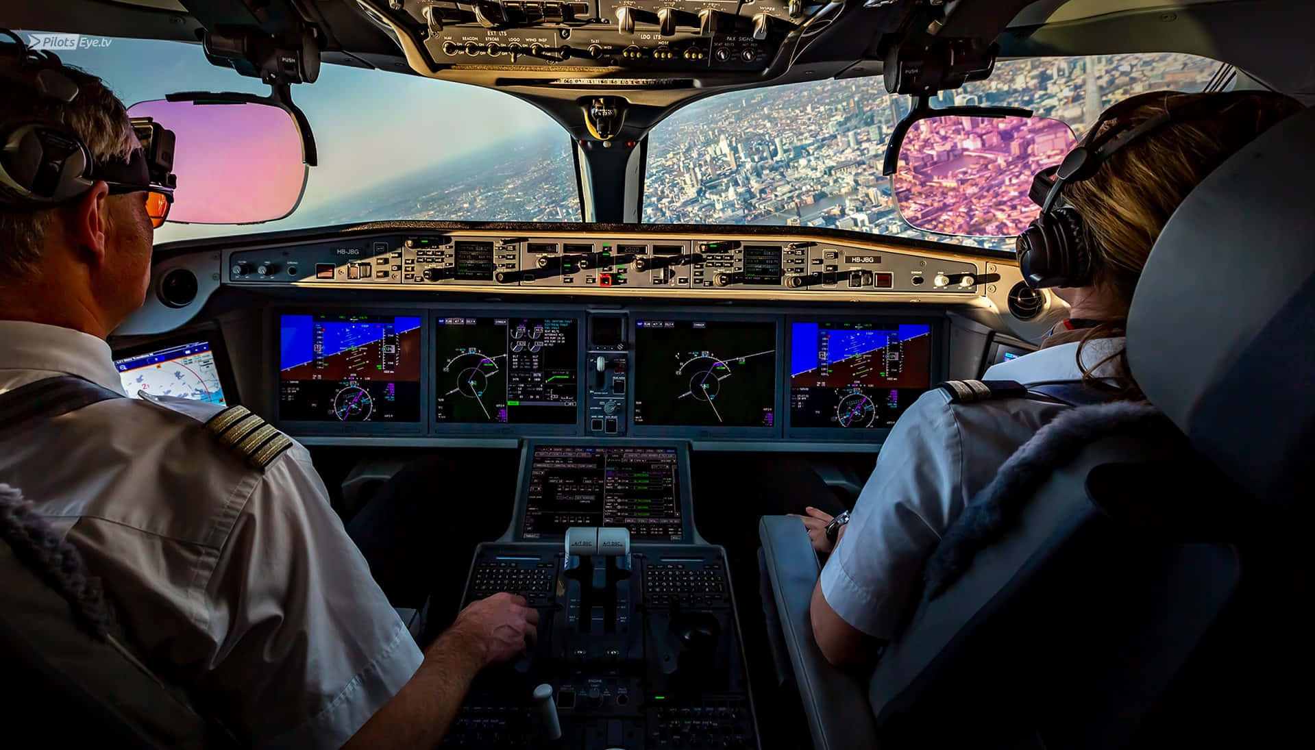 Pilot Co-pilot Cockpit Flying In The Air Wallpaper