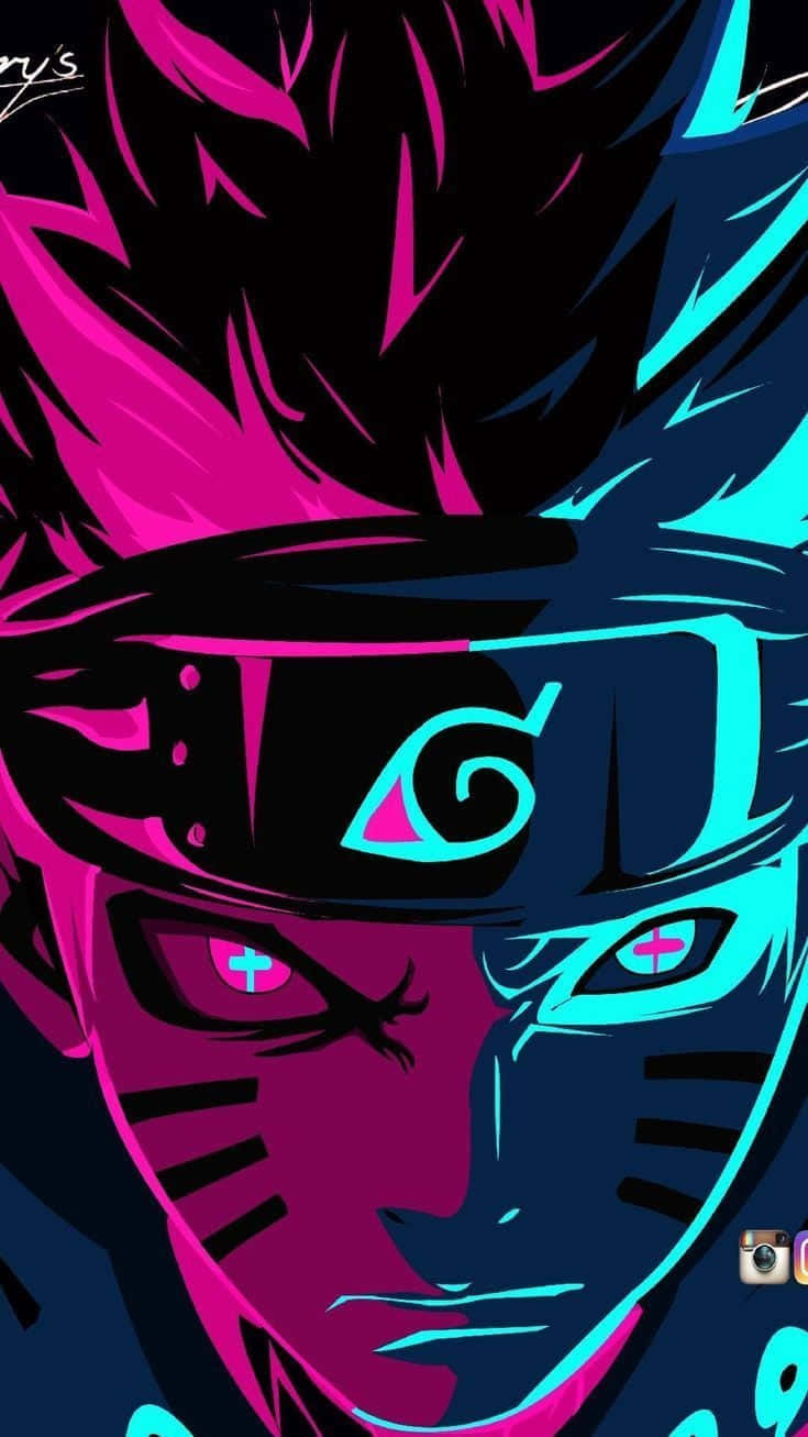 Pink And Blue Naruto Neon Vector Art Wallpaper