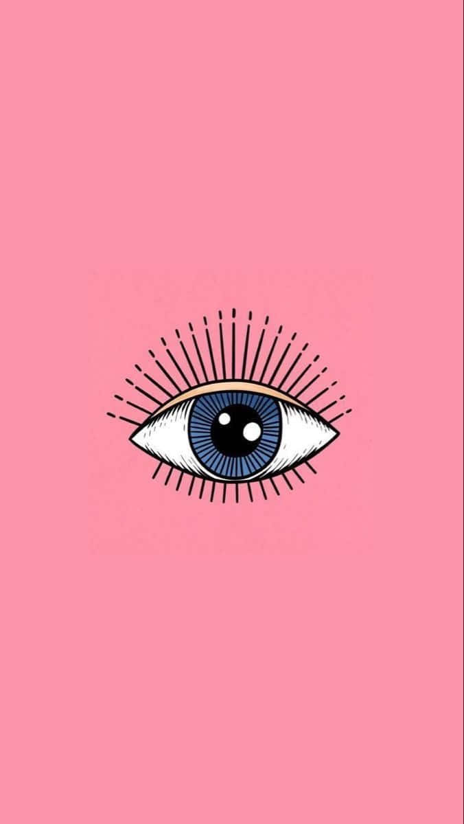 Pink Background Evil Eye Illustration Wallpaper