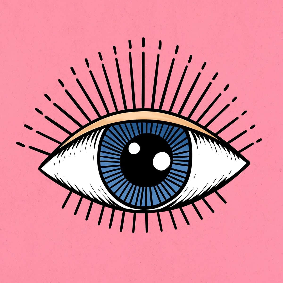 Pink Background Evil Eye Illustration Wallpaper