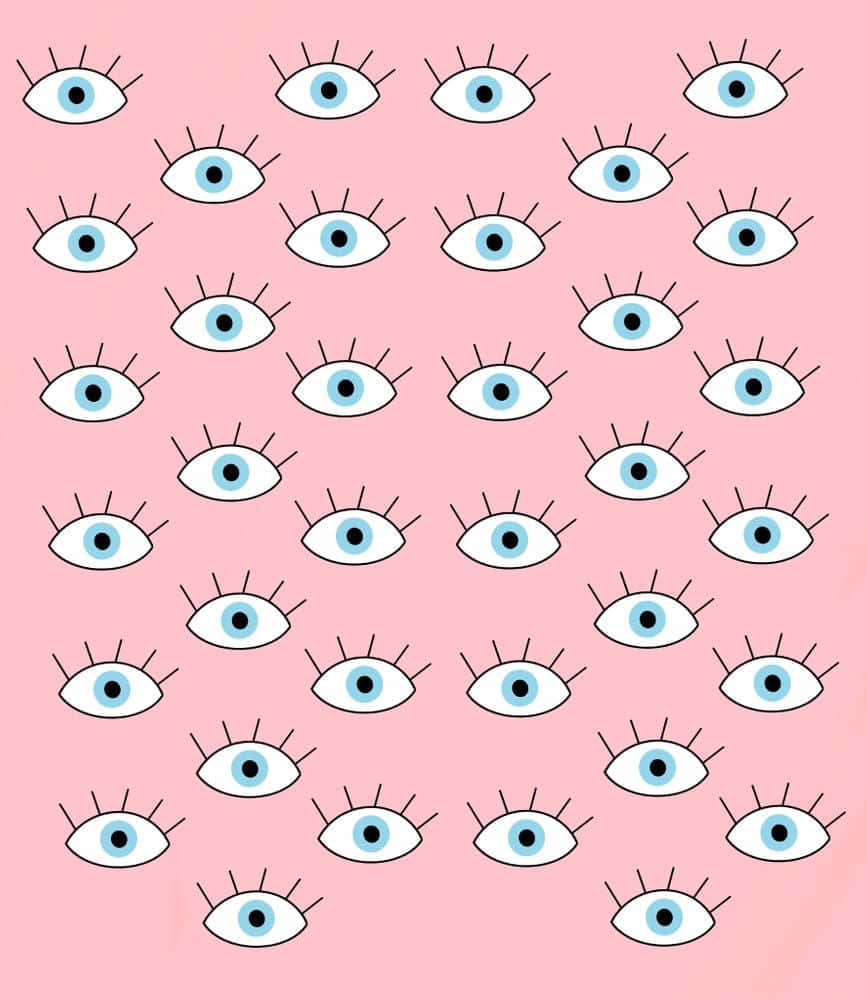 Pink Background Evil Eye Pattern Wallpaper