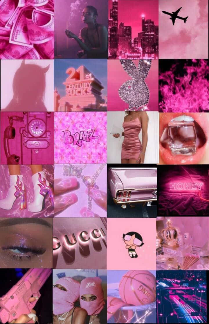 Pink Baddie Aesthetic Collage Wallpaper