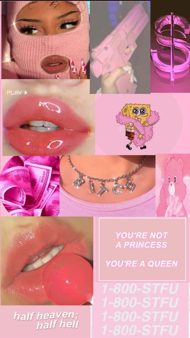 Pink Baddie Aesthetic Collage Wallpaper