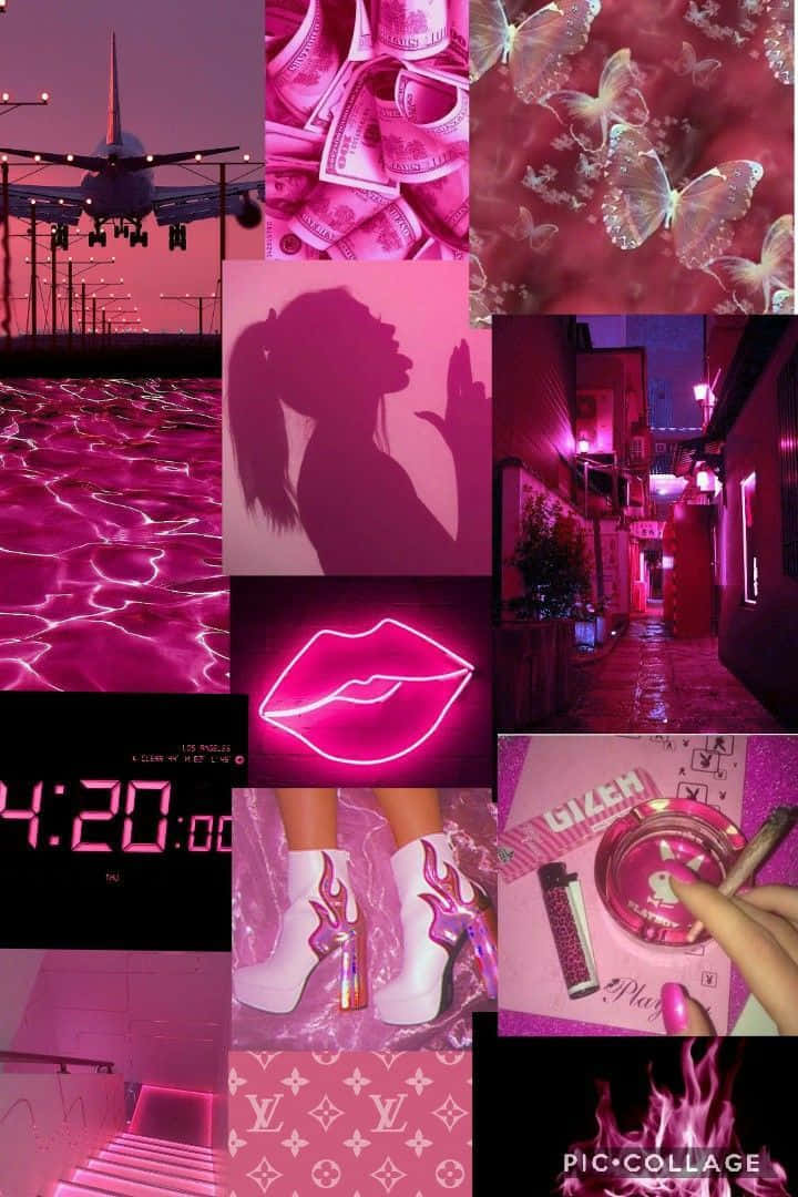 Pink_ Baddie_ Aesthetic_ Collage Wallpaper