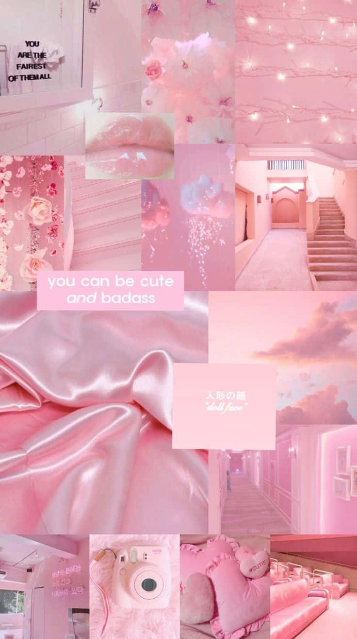 Pink Baddie Aesthetic Collage Wallpaper