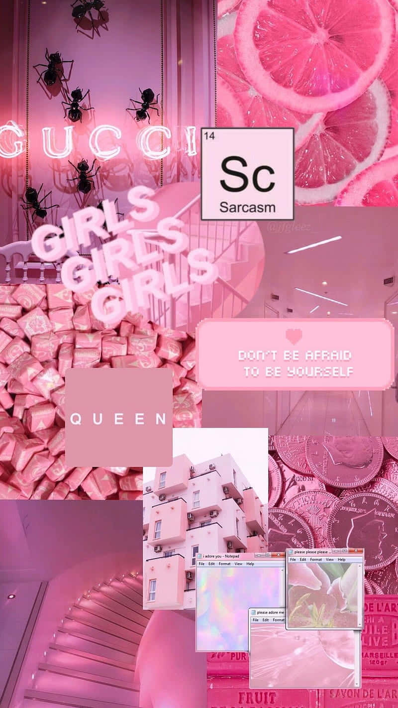 Pink Baddie Aesthetic Collage Wallpaper