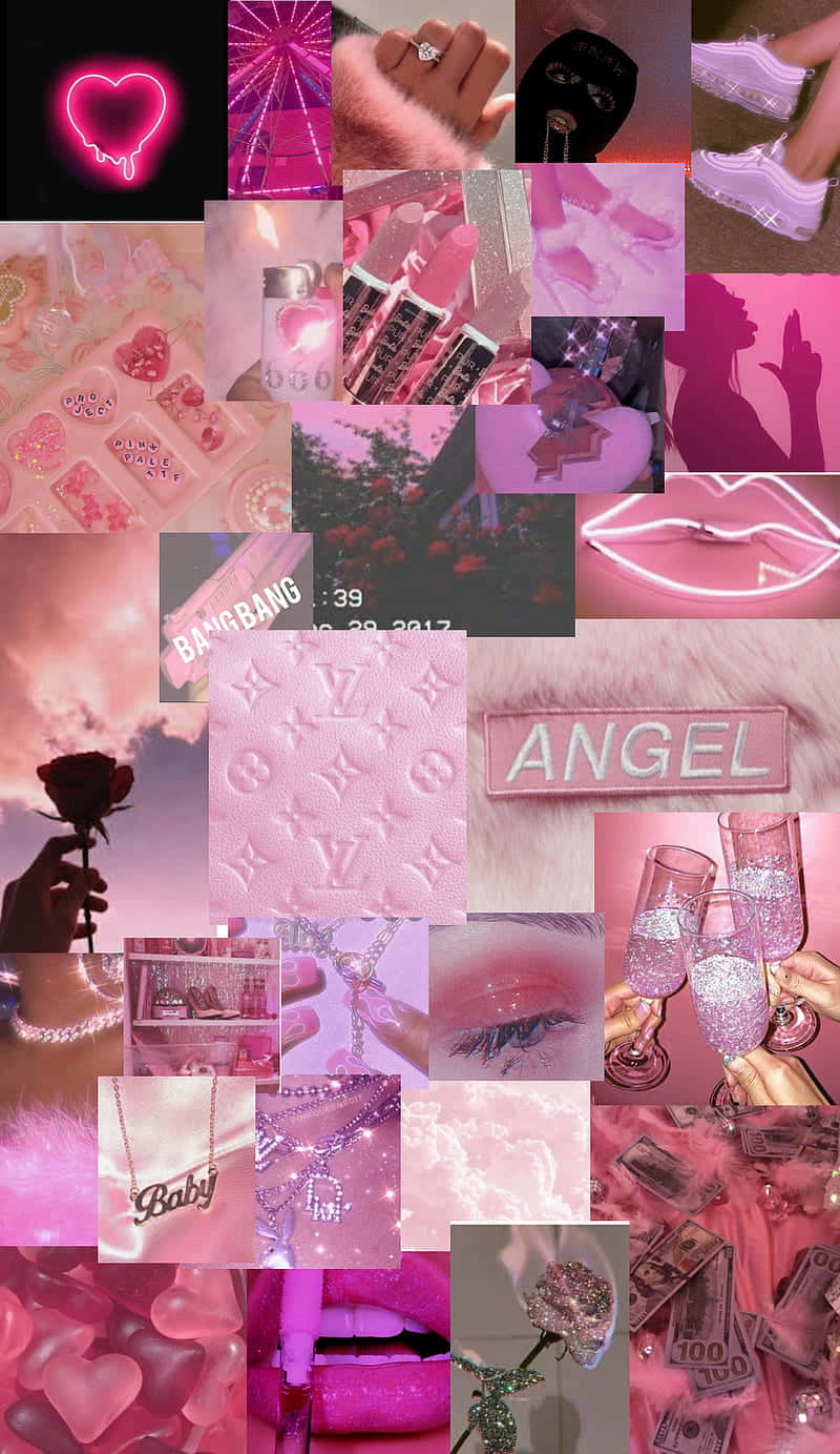 Pink Baddie Aesthetic Collage Wallpaper