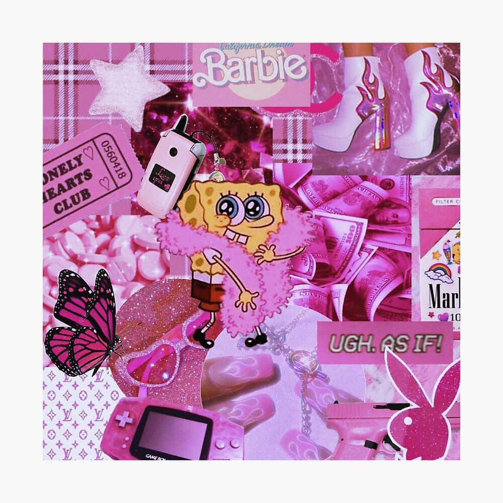 Pink Baddie Aesthetic Collage Wallpaper