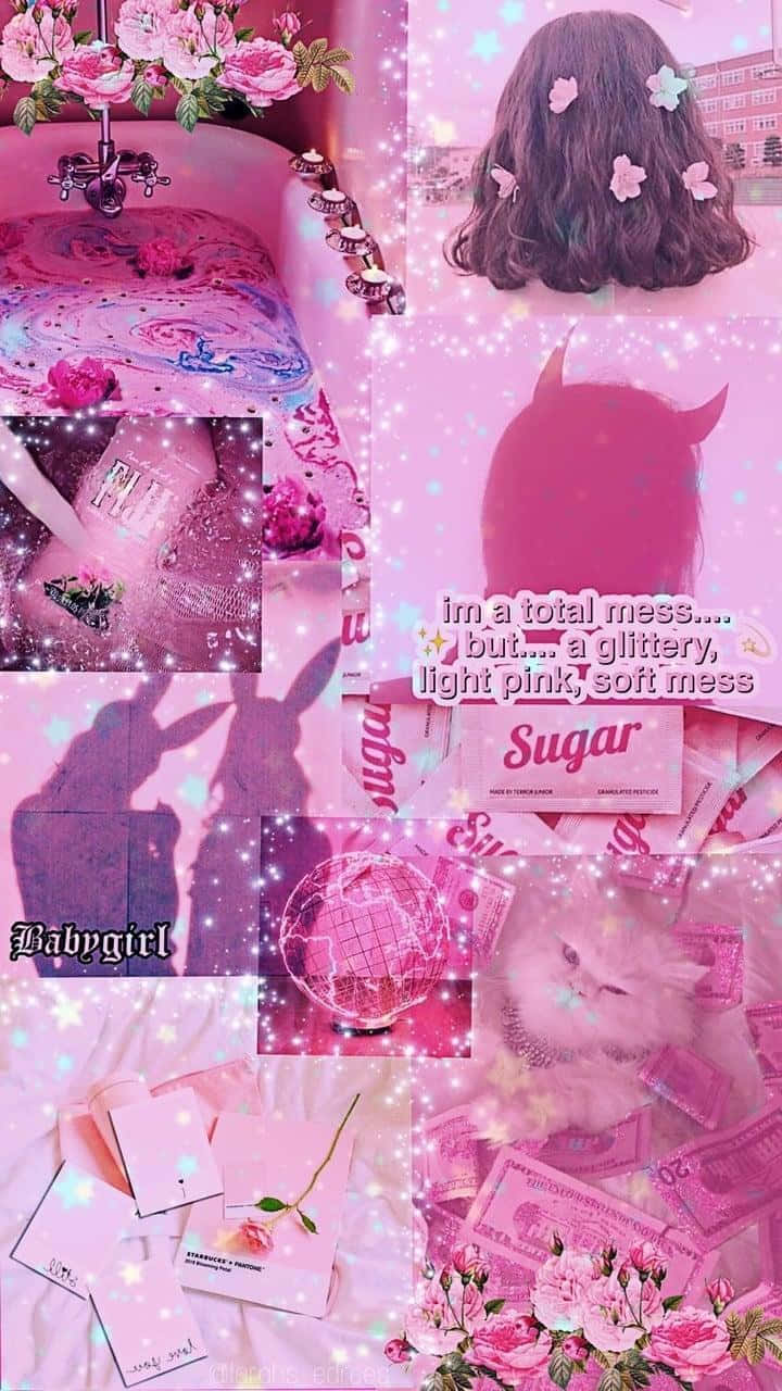 Pink Baddie Aesthetic Collage Wallpaper